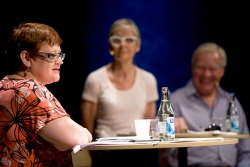 Siv Holma från Vänsterpartiet i kulturpolitisk utfrågning på Länsteatern 5/7 Foto Stig Hammarstedt