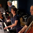 Repetition Svenskbyborna. Emilio Estrada, Pelle Hallberg, Simon Maurin, Nils Ossman. Foto Stig Hammarstedt